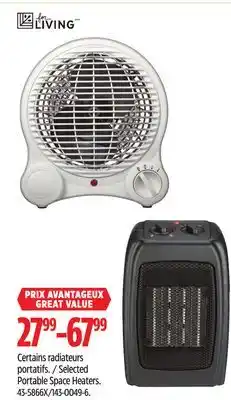 Canadian Tire Selected FOR LIVING Portable Space Heaters offer