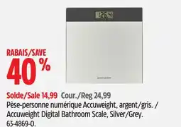 Canadian Tire Accuweight Digital Bathroom Scale, Silver/Grey offer