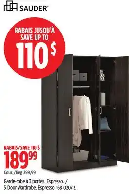 Canadian Tire SAUDER 3-Door Wardrobe offer