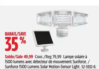 Canadian Tire Sunforce 1500 Lumens Solar Motion-Sensor Light offer