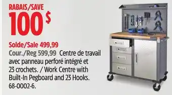 Canadian Tire Mastercraft Work Centre with Built-In Pegboard and 23 Hooks offer