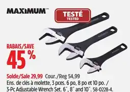 Canadian Tire MAXIMUM 3-Pc Adjustable Wrench Set offer