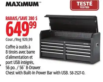 Canadian Tire MAXIMUM 56 8-Drawer Chest with Built-In Power Bar with USB offer