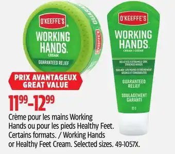 Canadian Tire O'Keeffe's Working Hands or Healthy Feet Cream offer