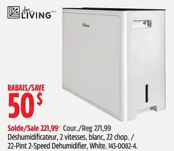 Canadian Tire For Living 22-Pint 2-Speed Dehumidifier, White offer