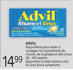 Brunet ADVIL Ibuprofène pour aider à soulager les symptômes du rhume, de la grippe et des sinus offer