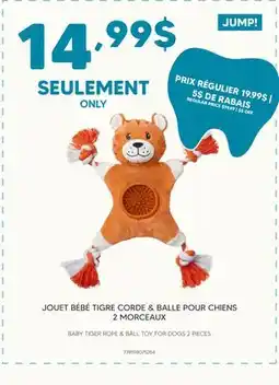 Chico JUMP! JOUET BÉBÉ TIGRE CORDE & BALLE POUR CHIENS offer