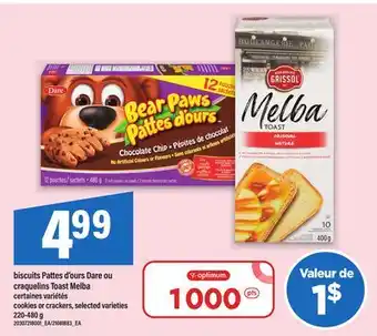 Maxi BISCUITS PATTES D'OURS DARE OU CRAQUELINS TOAST MELBA | cookies or crackers, 220-480 g offer