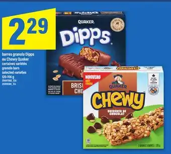 Maxi BARRES GRANOLA DIPPS OU CHEWY QUAKER | granola bars 120-156 g offer