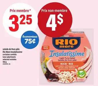 Maxi SALADE DE THON PÂLE RIO MARE INSALATISSIME | tuna salad bowls, 160 g offer