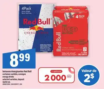 Maxi boissons énergisantes Red Bull | energy drinks, 4x250 mL offer