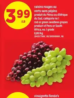 Maxi RAISINS ROUGES OU VERTS SANS PÉPINS | red or green seedless grapes offer