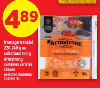 Maxi fromage tranché 220-240 g ou collations 180 g Armstrong | cheese offer