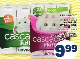 Marché Bonichoix TUFF JUMBO (6 roll) DOUBLE (12 roll) CASCADES PAPER TOWELS OR BATHROOM TISSUE offer