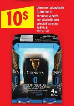 Maxi BIÈRE NON ALCOOLISÉE GUINNESS 0 | NON-ALCOHOLIC BEER, 4X440ML offer