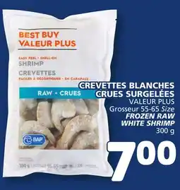 Marché Bonichoix VALEUR PLUS Grosseur 55-65 FROZEN RAW WHITE SHRIMP offer