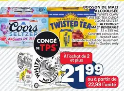 Marché Bonichoix WHITE CLAW TWISTED TEA OR COORS SELTZER ALCOHOLIC MALT BEVERAGE offer