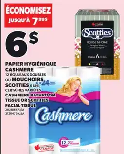 Provigo PAPIER HYGIÉNIQUE CASHMERE, 12 ROULEAUX DOUBLES OU MOUCHOIRS SCOTTIES 6 UN offer