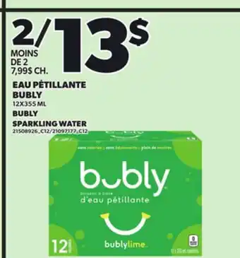 Provigo EAU PÉTILLANTE BUBLY, 12X355 ML offer