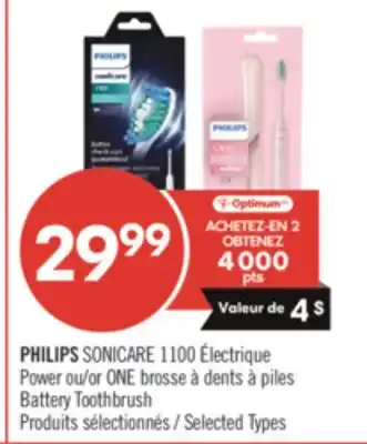 Pharmaprix PHILIPS SONICARE 1100 Power or ONE Battery Toothbrush offer