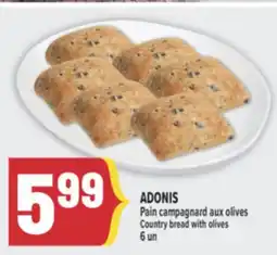 Marché Adonis ADONIS Pain campagnard aux olives |Country bread with olives offer