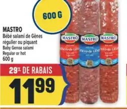 Marché Adonis MASTRO BÉBÉ SALAMI DE GÊNES RÉGULIER OU PIQUANT | MASTRO BABY GENOA SALAMI REGULAR OR HOT offer