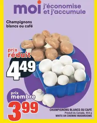 Super C CHAMPIGNONS BLANCS OU CAFÉ | WHITE OR CREMINI MUSHROOMS offer