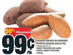 Super C PATATES DOUCES OU GROSSES PATATES DOUCES VIOLETTES | SWEET POTATOES OR LARGE PURPLE SWEET POTATOES offer