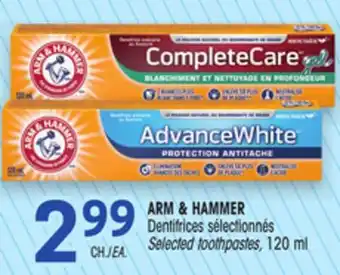 Uniprix ARM & HAMMER Dentifrices sélectionnés/Selected Toothpaste offer