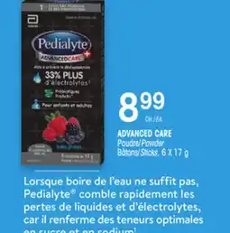 Uniprix PEDIALYTE ADVANCED CARE Poudre/Powder, Bâtons/Sticks offer