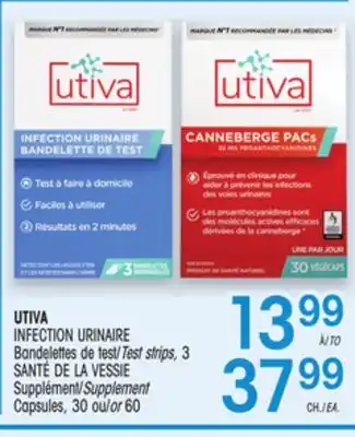 Uniprix UTIVA INFECTION URINAIRE Bandelettes de test/Test strips, SANTÉ DE LA VESSIE Supplément/Supplement offer