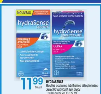 Uniprix HYDRASENSE Gouttes oculaires lubrifiantes sélectionnées / Selected lubricant eye drops offer