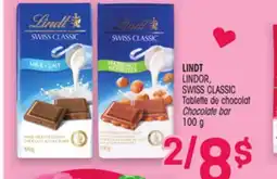 Uniprix LINDT LINDOR, SWISS CLASSIC Tablette de chocolat / Chocolate bar offer