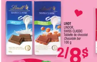 Uniprix LINDT LINDOR, SWISS CLASSIC Tablette de chocolat / Chocolate bar offer