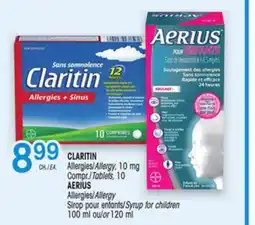 Uniprix CLARITIN Allergies/Allergy, 10 mg, AERIUS Allergies/Allergy Sirop pour enfants/Syrup for children offer