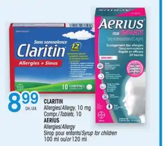 Uniprix CLARITIN Allergies/Allergy, 10 mg, AERIUS Allergies/Allergy Sirop pour enfants/Syrup for children offer