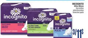 Jean Coutu INCOGNITO Ultra Mince Selected pads offer