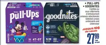 Jean Coutu PULL-UPS, GOODNITES underpants and underwear offer