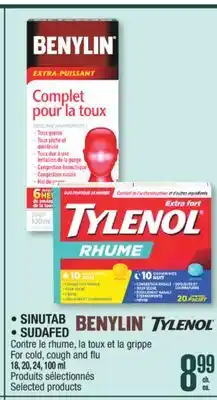 Jean Coutu BENYLIN, TYLENOL SINUTAB, SUDAFED For cold, cough and flu offer