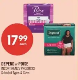 Shoppers Drug Mart Depend or poise incontinence products offer