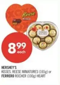 Shoppers Drug Mart Hershey's kisses, reese miniatures or ferrero rocher heart offer