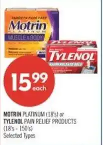 Shoppers Drug Mart Motrin platinum or tylenol pain relief products offer