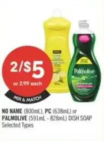 Shoppers Drug Mart No name, PC or palmolive dish soap offer