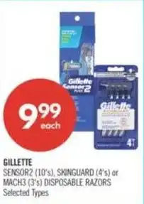 Shoppers Drug Mart Gillette sensor2, skinguard or mach3 disposable razors offer