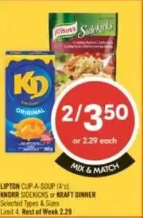 Shoppers Drug Mart Lipton cup-a-soup, knorr sidekicks or kraft dinner offer