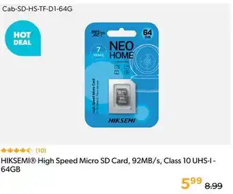 Shopper+ HIKSEMI High Speed Micro SD Card, 92MB/s, Class 10 UHS-I - 64GB offer