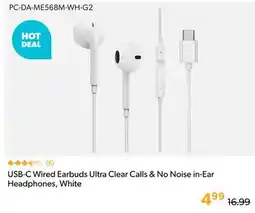 Shopper+ USB-C Wired Earbuds Ultra Clear Calls & No Noise in-Ear Headphones, White offer