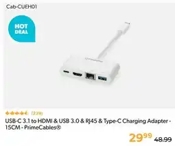 Shopper+ USB-C 3.1 to HDMI & USB 3.0 & RJ45 & Type-C Charging Adapter - 15CM - PrimeCables offer