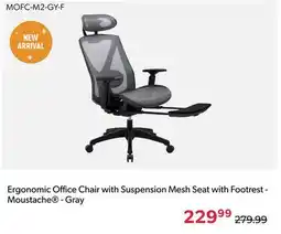 Shopper+ Ergonomic Office Chair with Suspension Mesh Seat with Footrest - Moustache - Gray offer