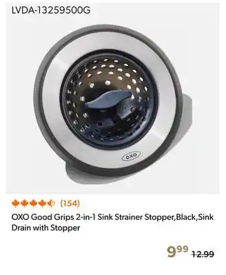 Shopper+ OXO Good Grips 2-in-1 Sink Strainer Stopper,Black,Sink Drain with Stopper offer